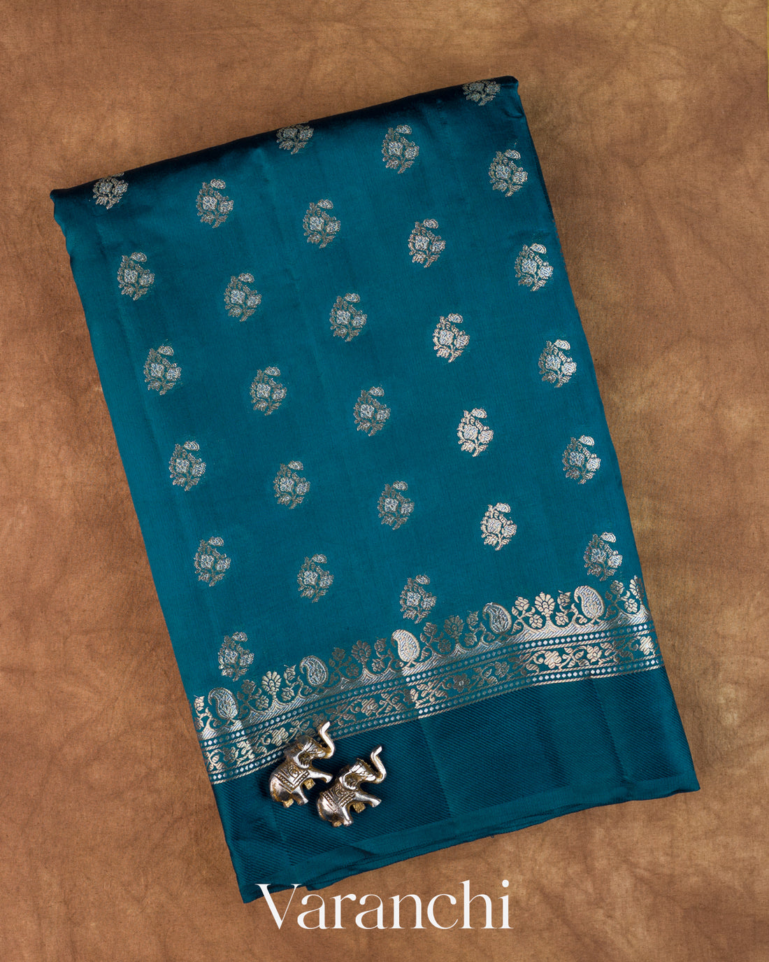 Peacock Teal Pure Poona Silk Saree