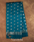 Peacock Teal Pure Poona Silk Saree