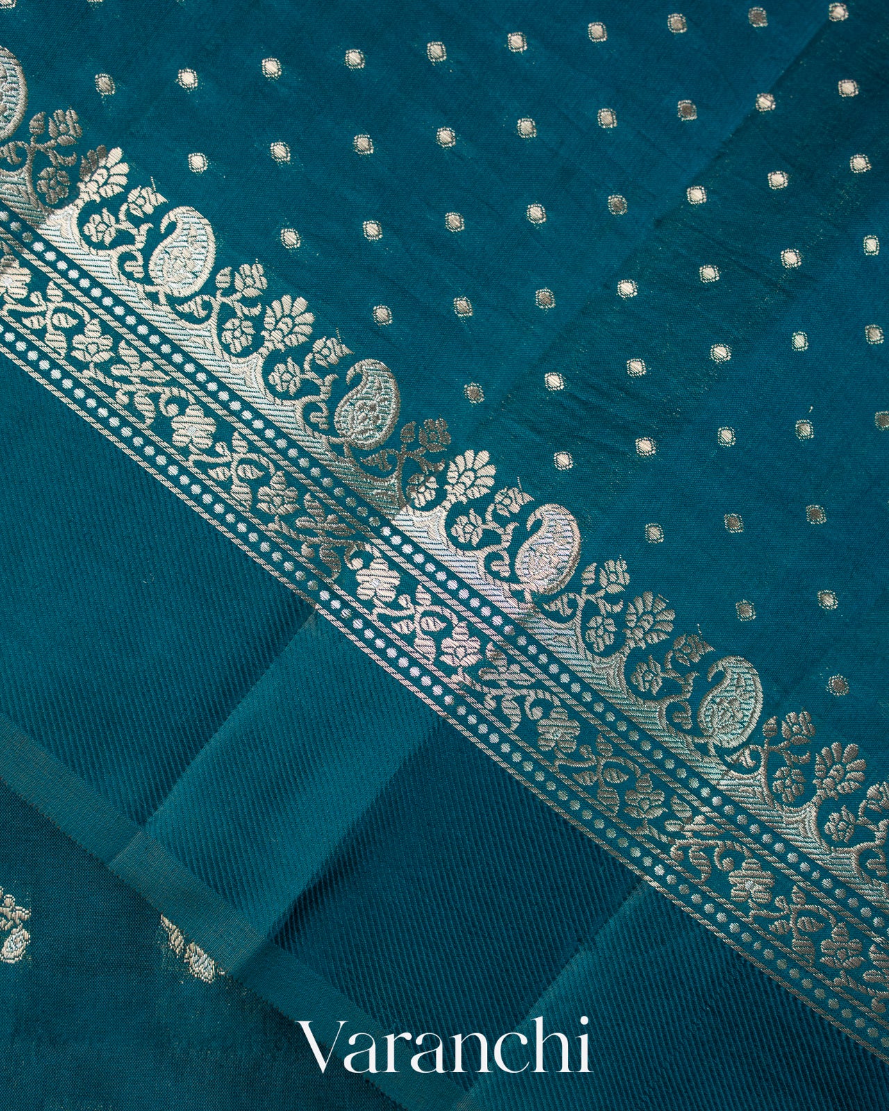 Peacock Teal Pure Poona Silk Saree