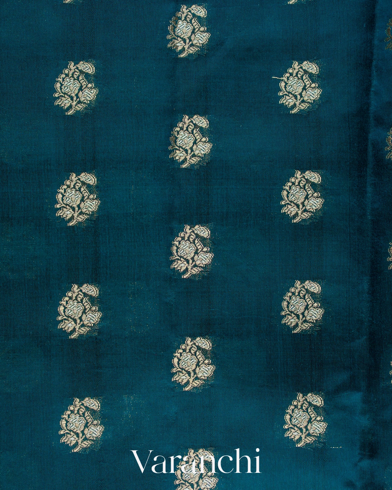 Peacock Teal Pure Poona Silk Saree