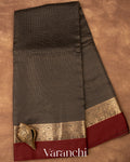 Jet Black Checks Pure Katan Silk Saree