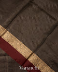 Jet Black Checks Pure Katan Silk Saree