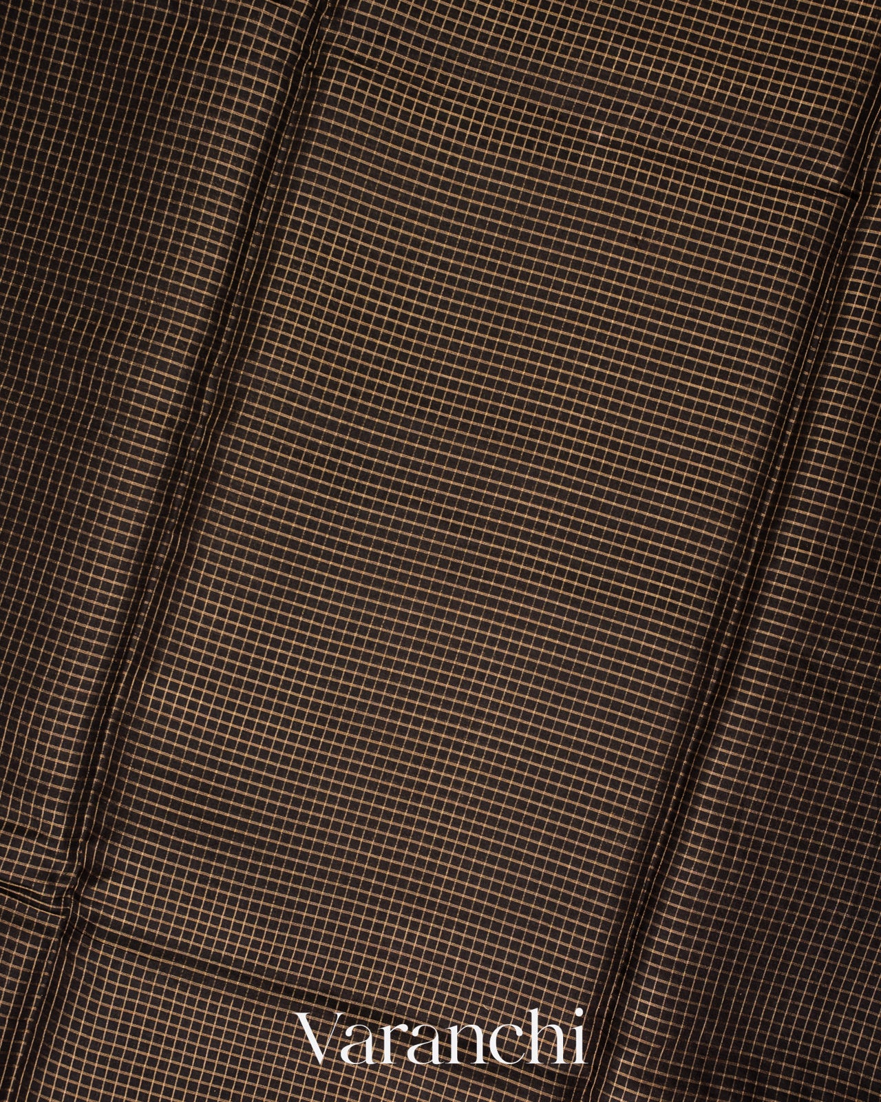 Jet Black Checks Pure Katan Silk Saree