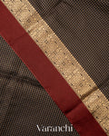Jet Black Checks Pure Katan Silk Saree