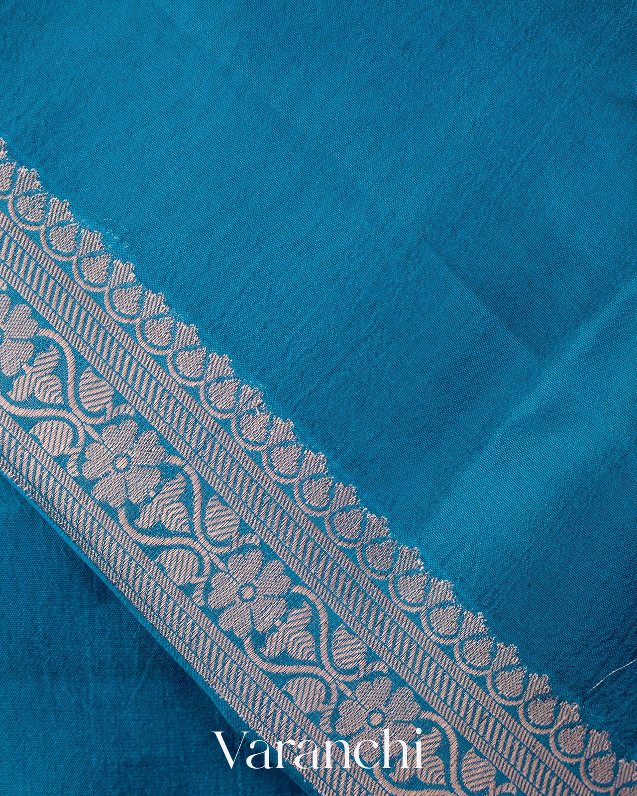 Peacock Blue Pure Poona Silk Saree