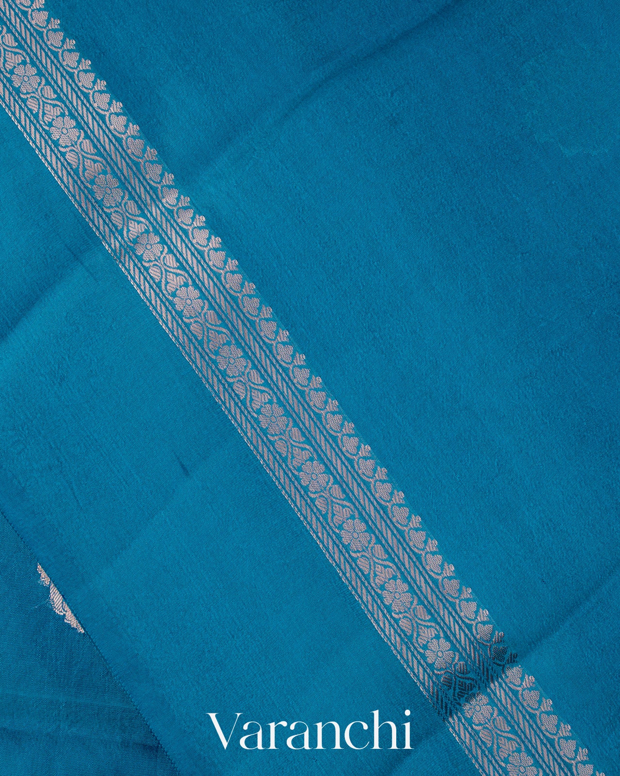 Peacock Blue Pure Poona Silk Saree
