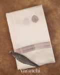 Off-White Woven Pure Poona Silk Saree