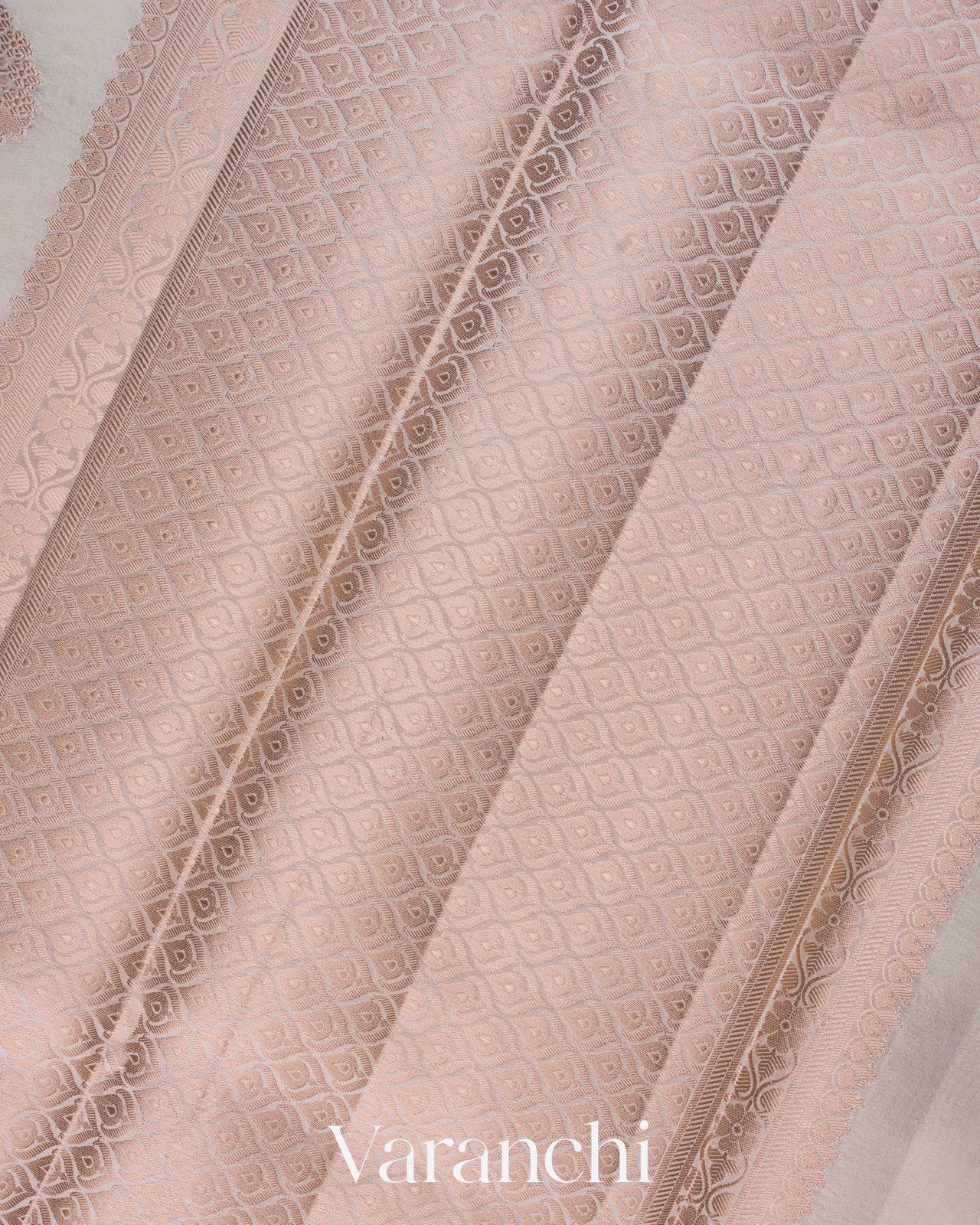 Off-White Woven Pure Poona Silk Saree