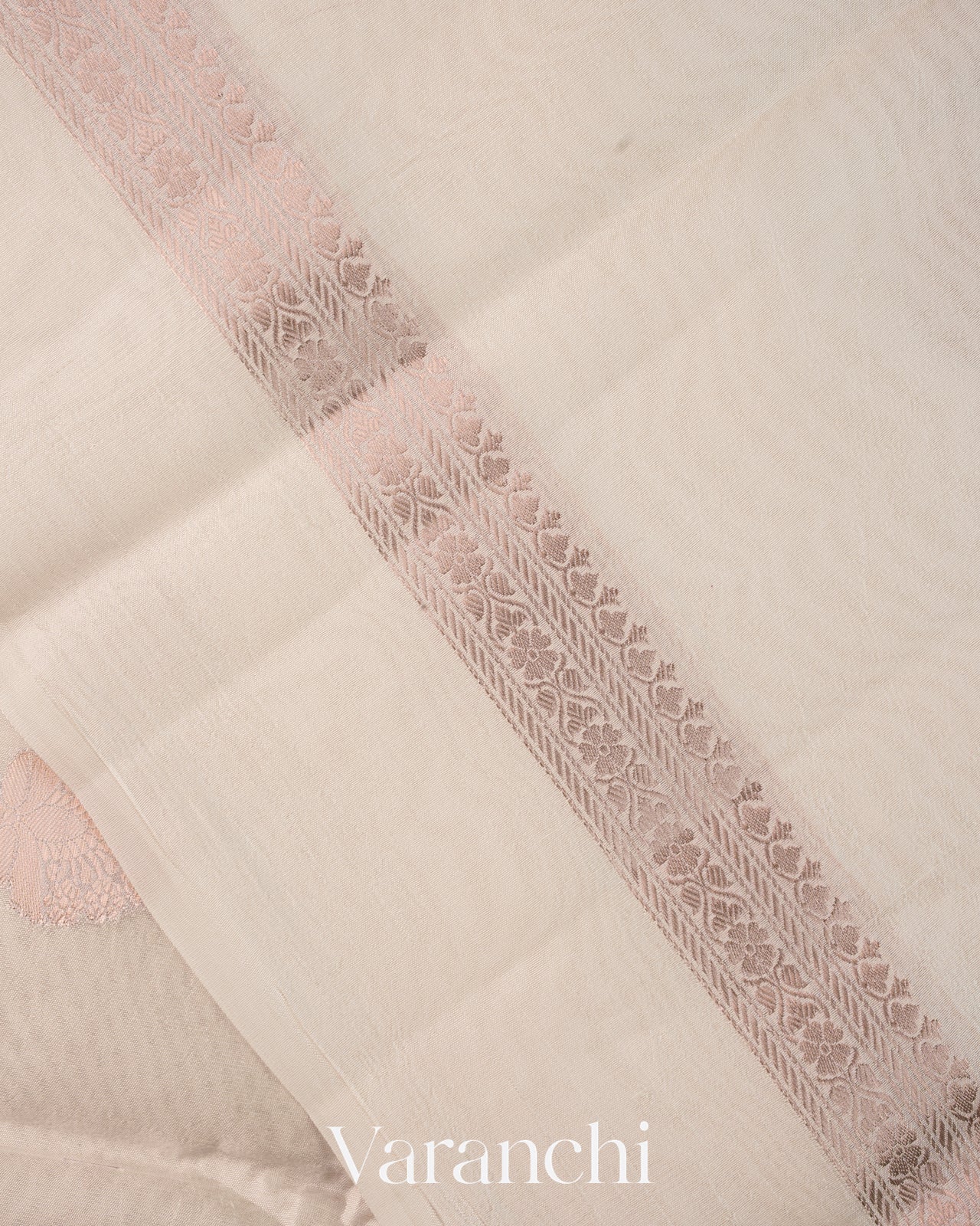 Off-White Woven Pure Poona Silk Saree