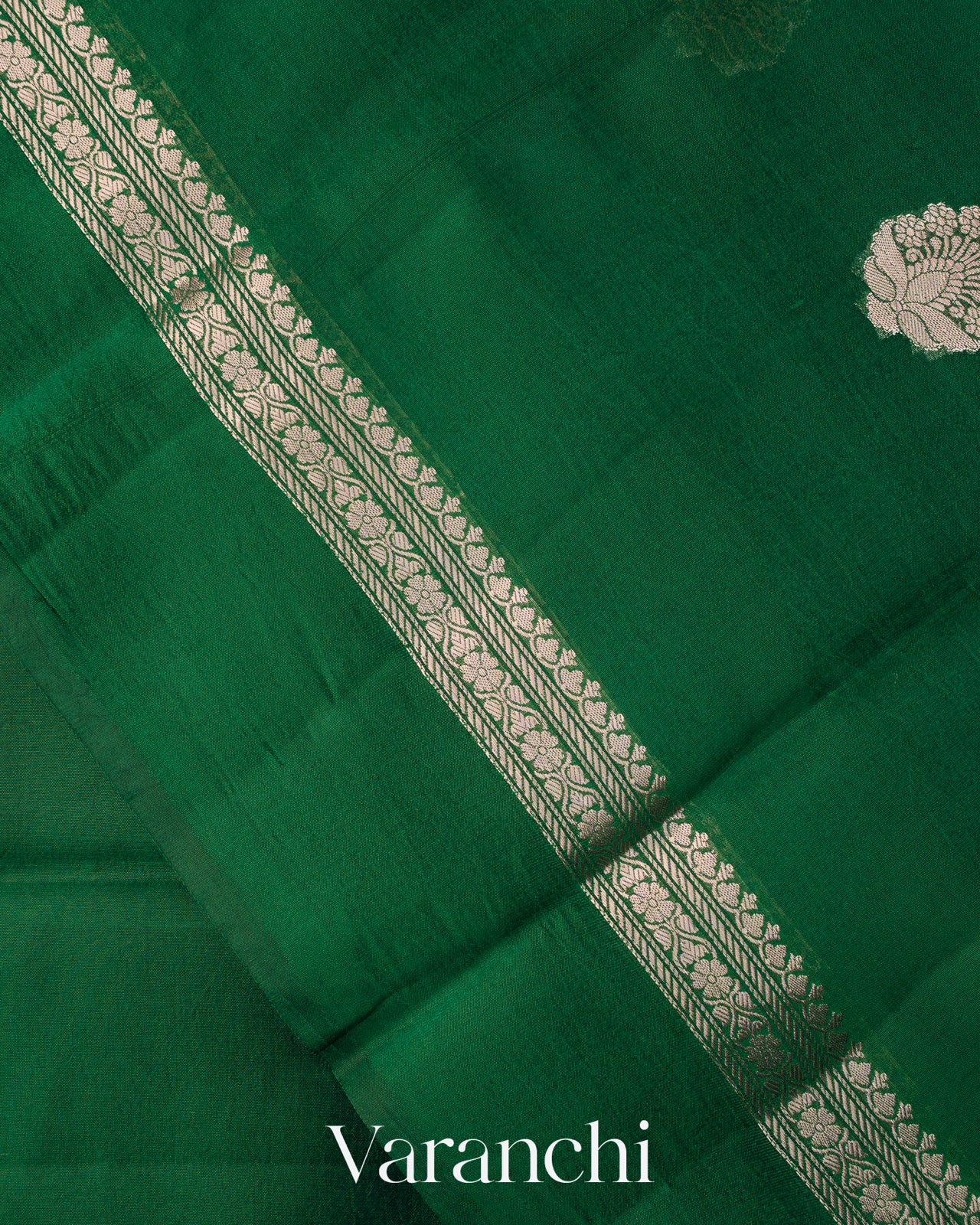 Bottle Green Pure Poona Silk Saree