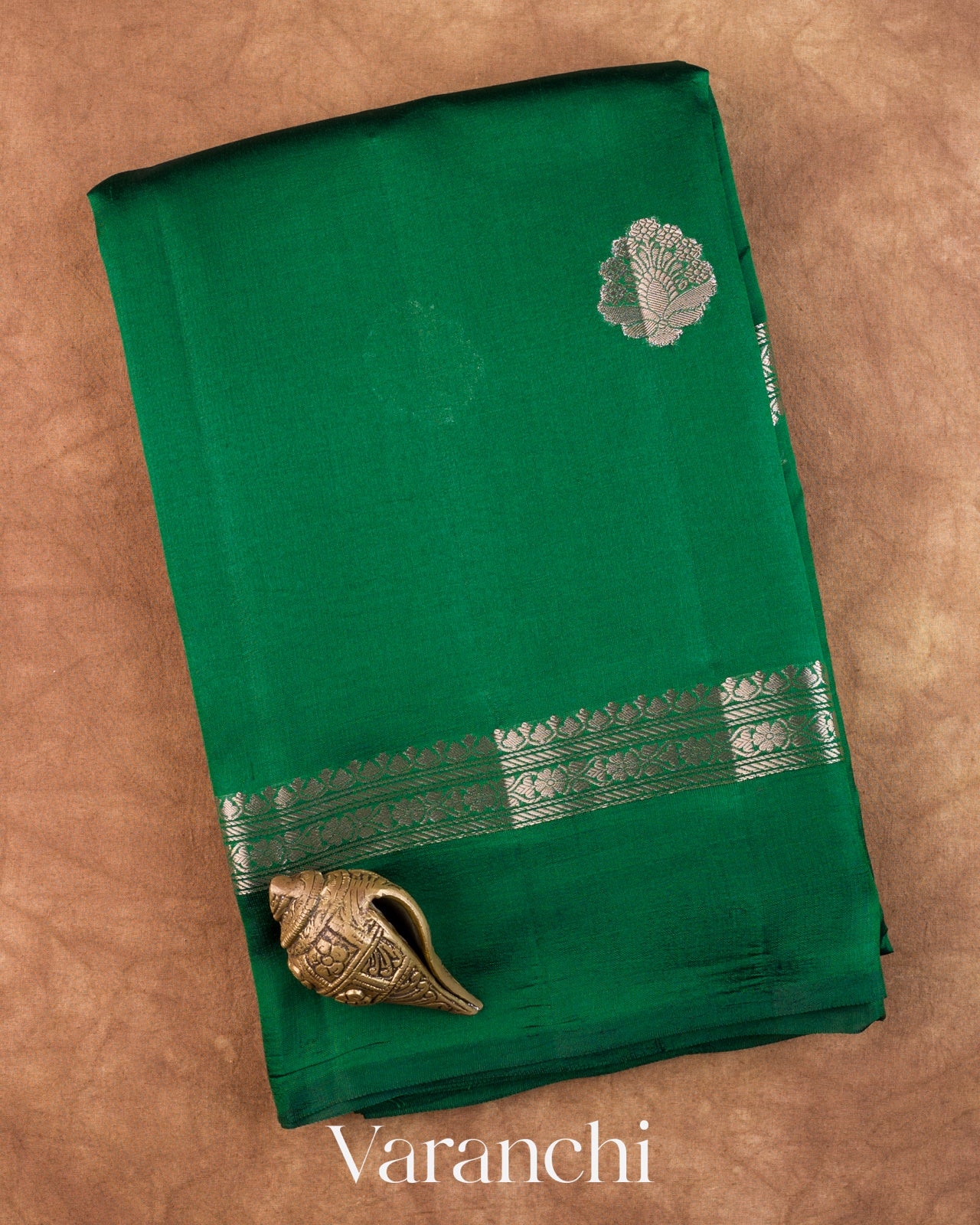 Bottle Green Pure Poona Silk Saree