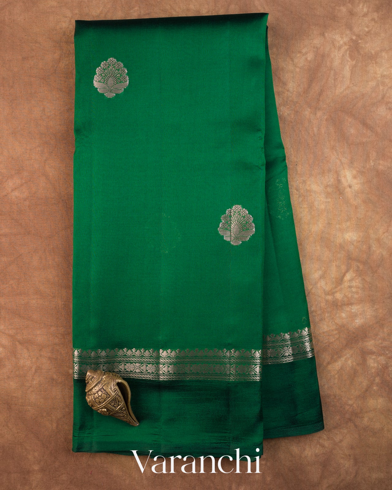 Bottle Green Pure Poona Silk Saree