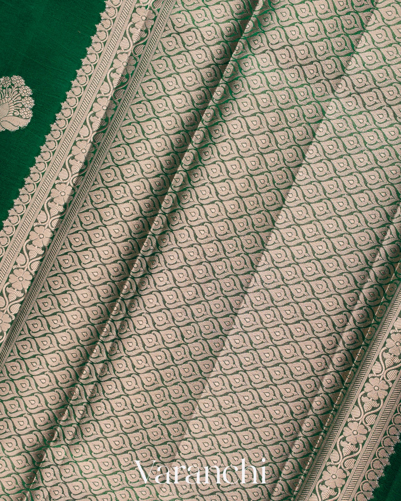 Bottle Green Pure Poona Silk Saree