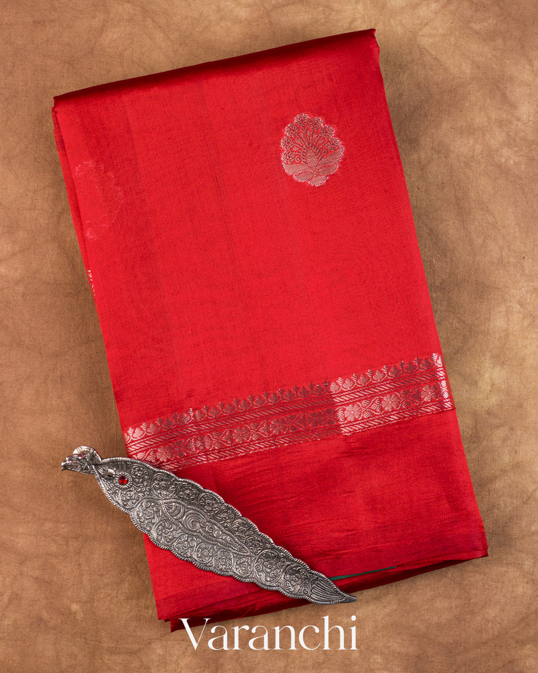 Chilly Red Pure Poona Silk Saree