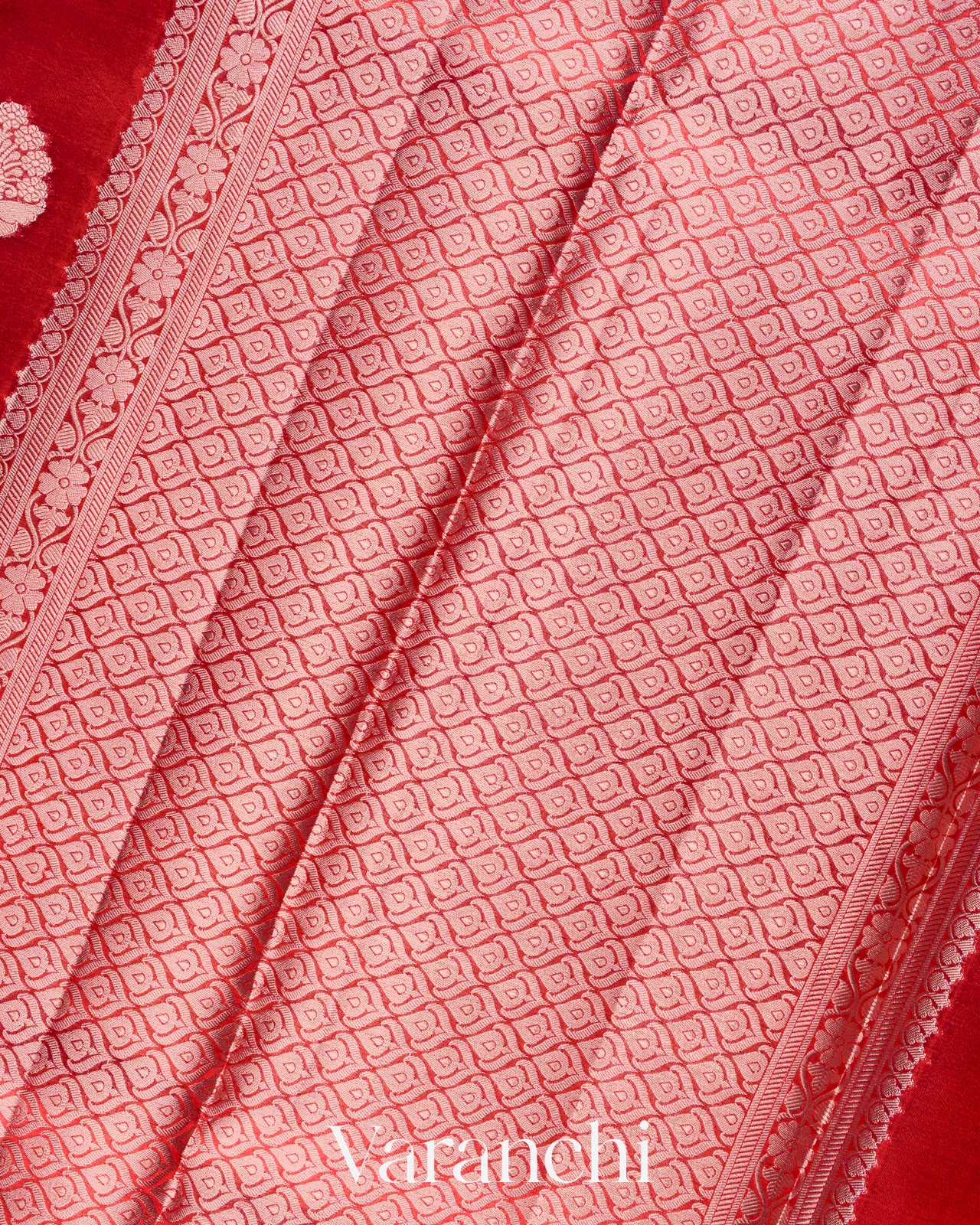 Chilly Red Pure Poona Silk Saree