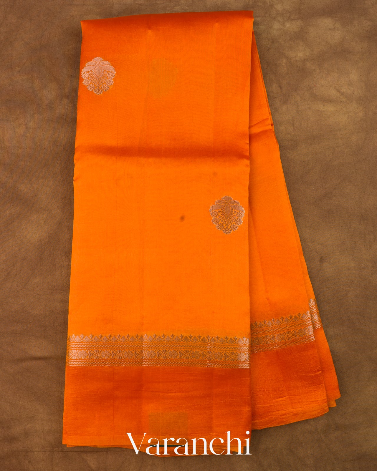 Orange Pure Poona Silk Saree