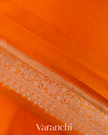 Orange Pure Poona Silk Saree