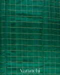 Rama Green Checkered Pure Raw Silk Handloom Saree