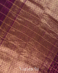 Wine Purple Checkered Pure Raw Silk Handloom Saree
