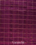 Wine Purple Checkered Pure Raw Silk Handloom Saree