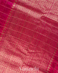 Rani Pink Checkered Pure Raw Silk Handloom Saree