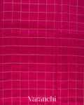 Rani Pink Checkered Pure Raw Silk Handloom Saree