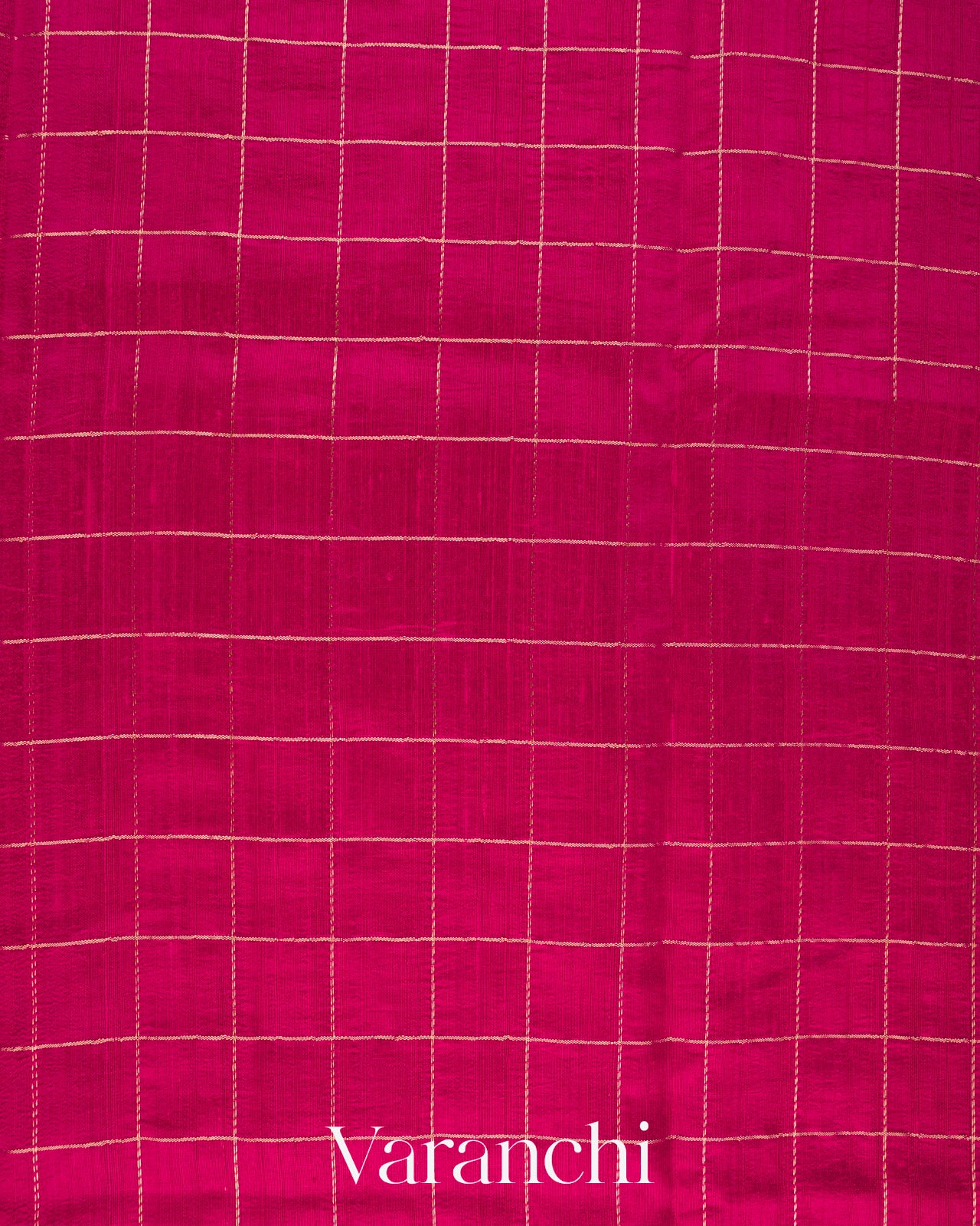Rani Pink Checkered Pure Raw Silk Handloom Saree