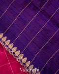 Rani Pink Checkered Pure Raw Silk Handloom Saree