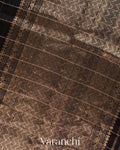 Black Checkered Pure Raw Silk Handloom Saree