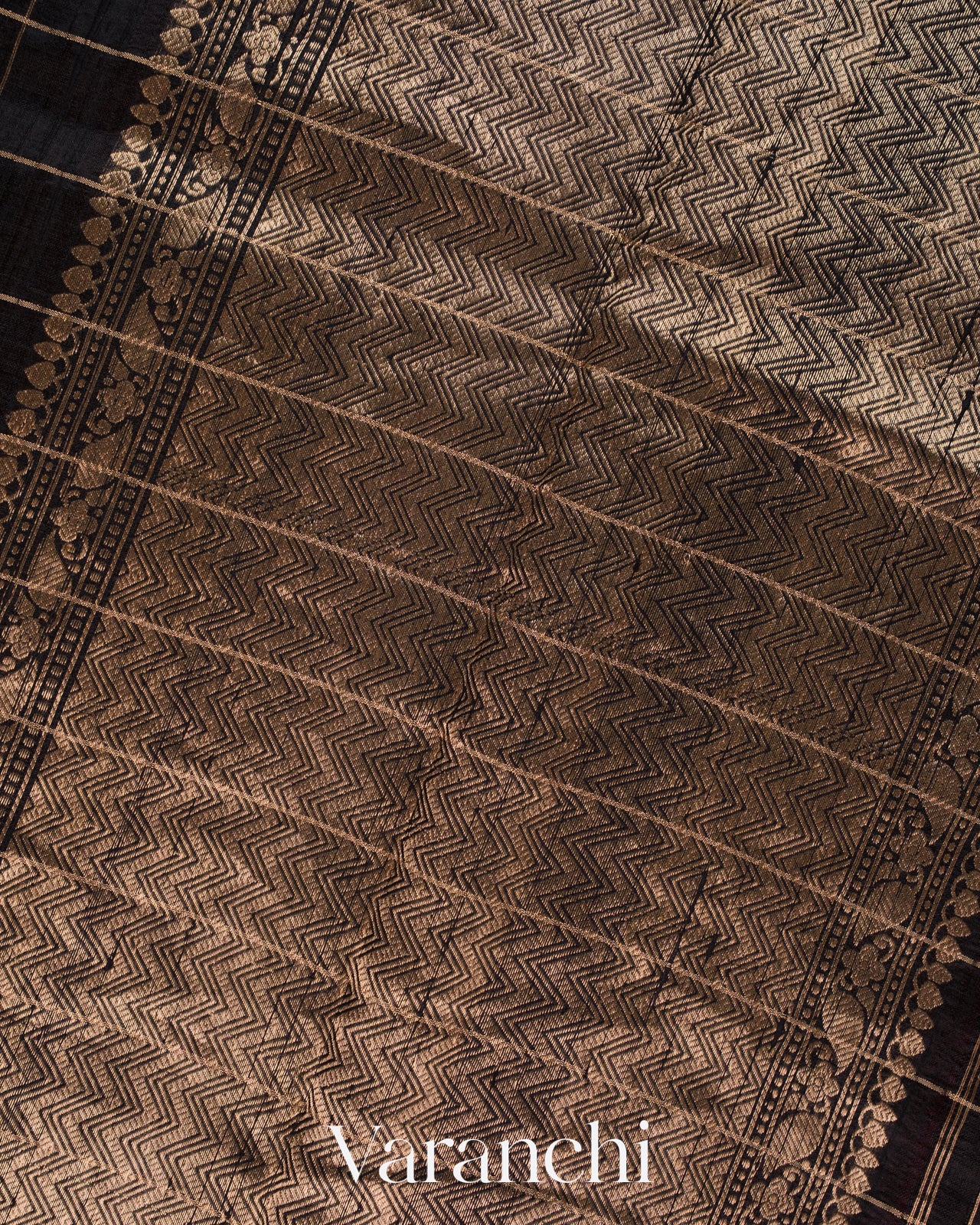 Black Checkered Pure Raw Silk Handloom Saree