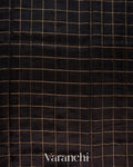 Black Checkered Pure Raw Silk Handloom Saree