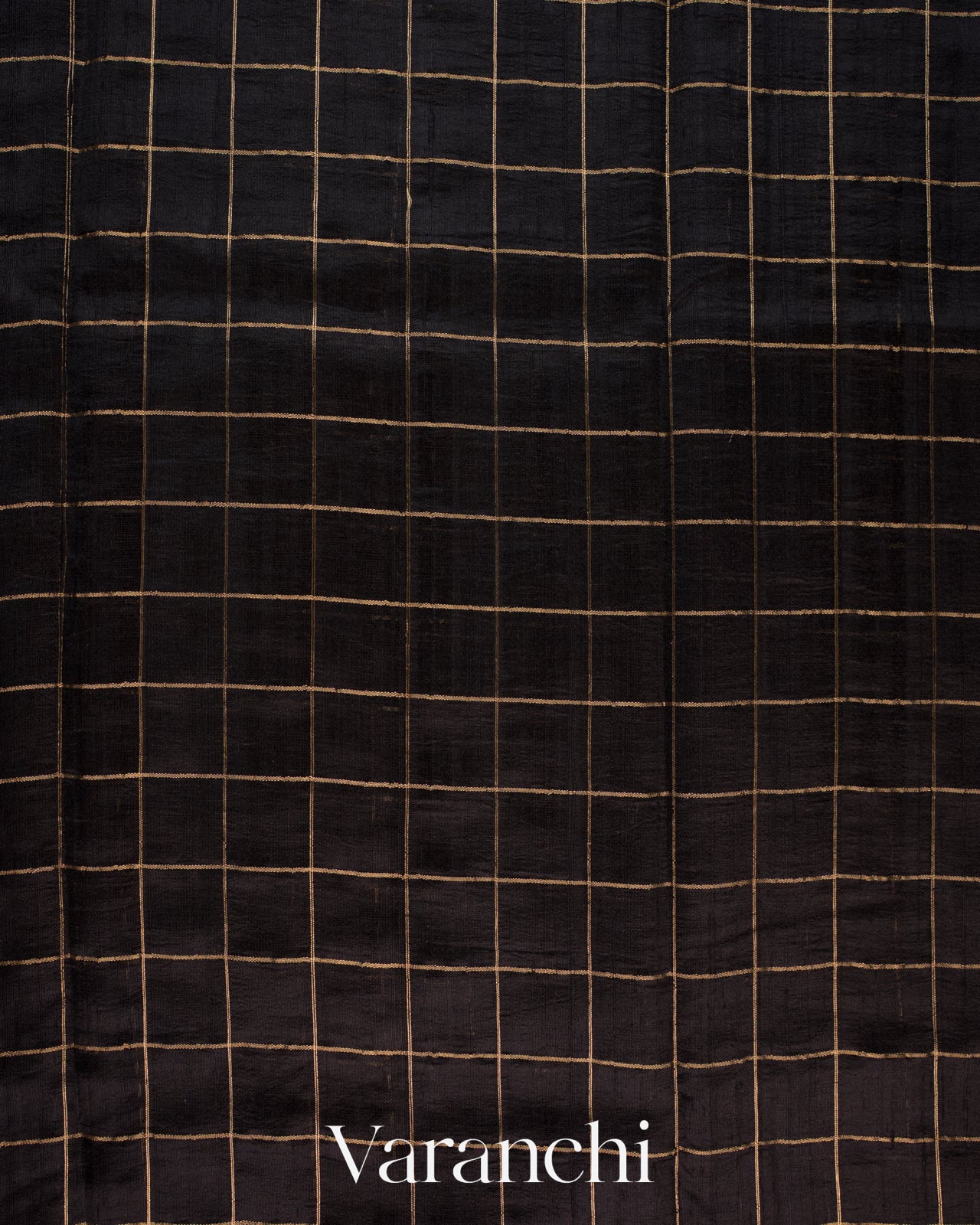 Black Checkered Pure Raw Silk Handloom Saree