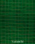 Bottle Green Checkered Pure Raw Silk Handloom Saree