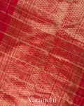 Crimson Red Checkered Pure Raw Silk Handloom Saree