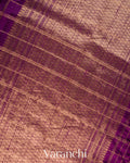 Purple Checkered Pure Raw Silk Handloom Saree