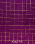 Purple Checkered Pure Raw Silk Handloom Saree
