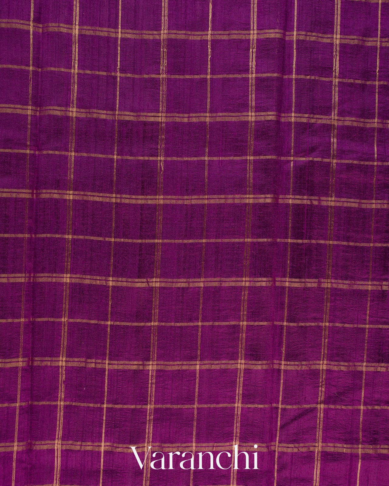 Purple Checkered Pure Raw Silk Handloom Saree