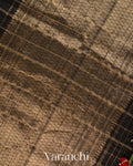 Black Checkered Pure Raw Silk Handloom Saree
