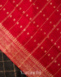 Black Checkered Pure Raw Silk Handloom Saree