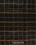 Black Checkered Pure Raw Silk Handloom Saree