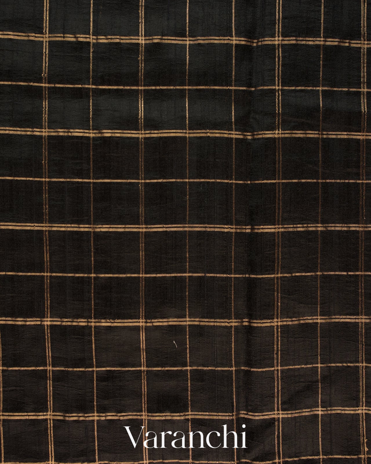 Black Checkered Pure Raw Silk Handloom Saree