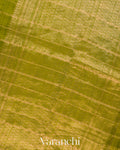 Parrot Green Checkered Pure Raw Silk Handloom Saree