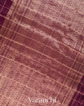 Wine Purple Checkered Pure Raw Silk Handloom Saree