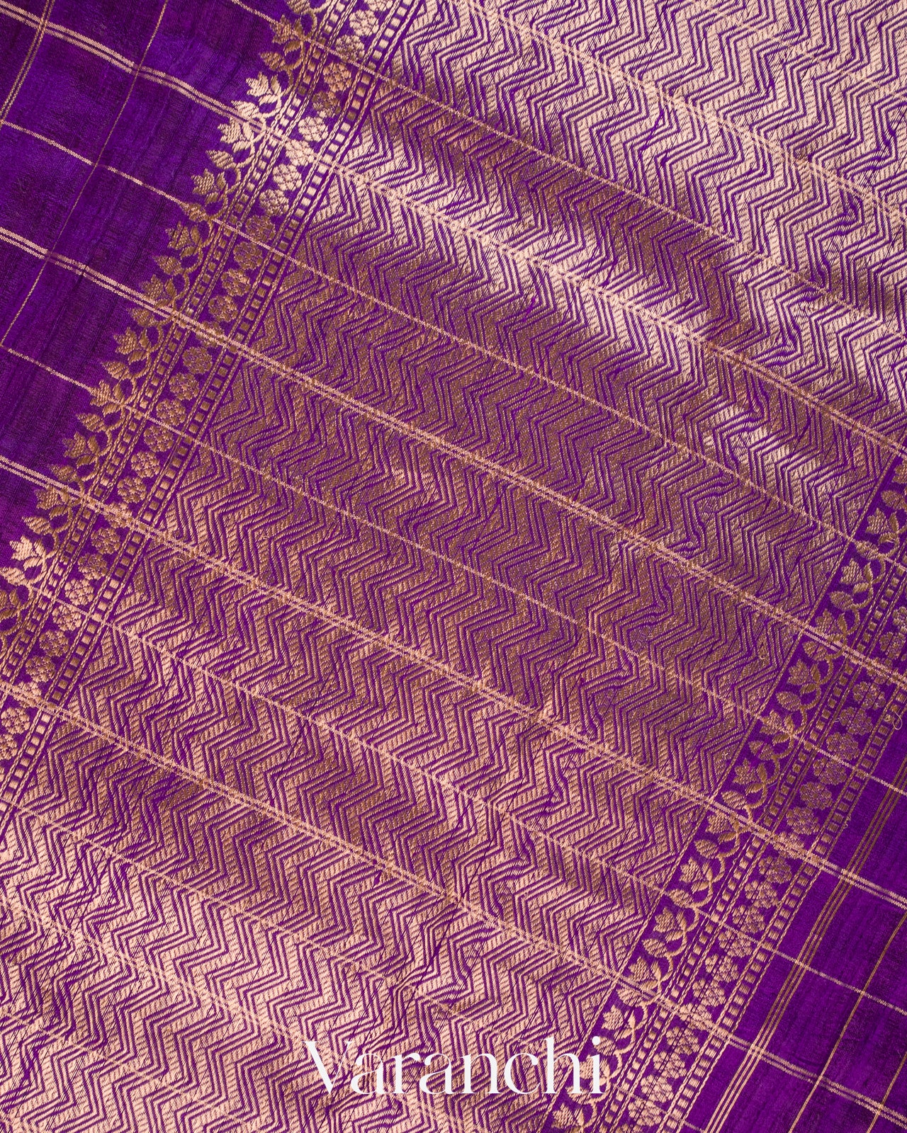 Royal Purple Checkered Pure Raw Silk Handloom Saree