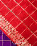 Royal Purple Checkered Pure Raw Silk Handloom Saree
