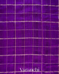 Royal Purple Checkered Pure Raw Silk Handloom Saree