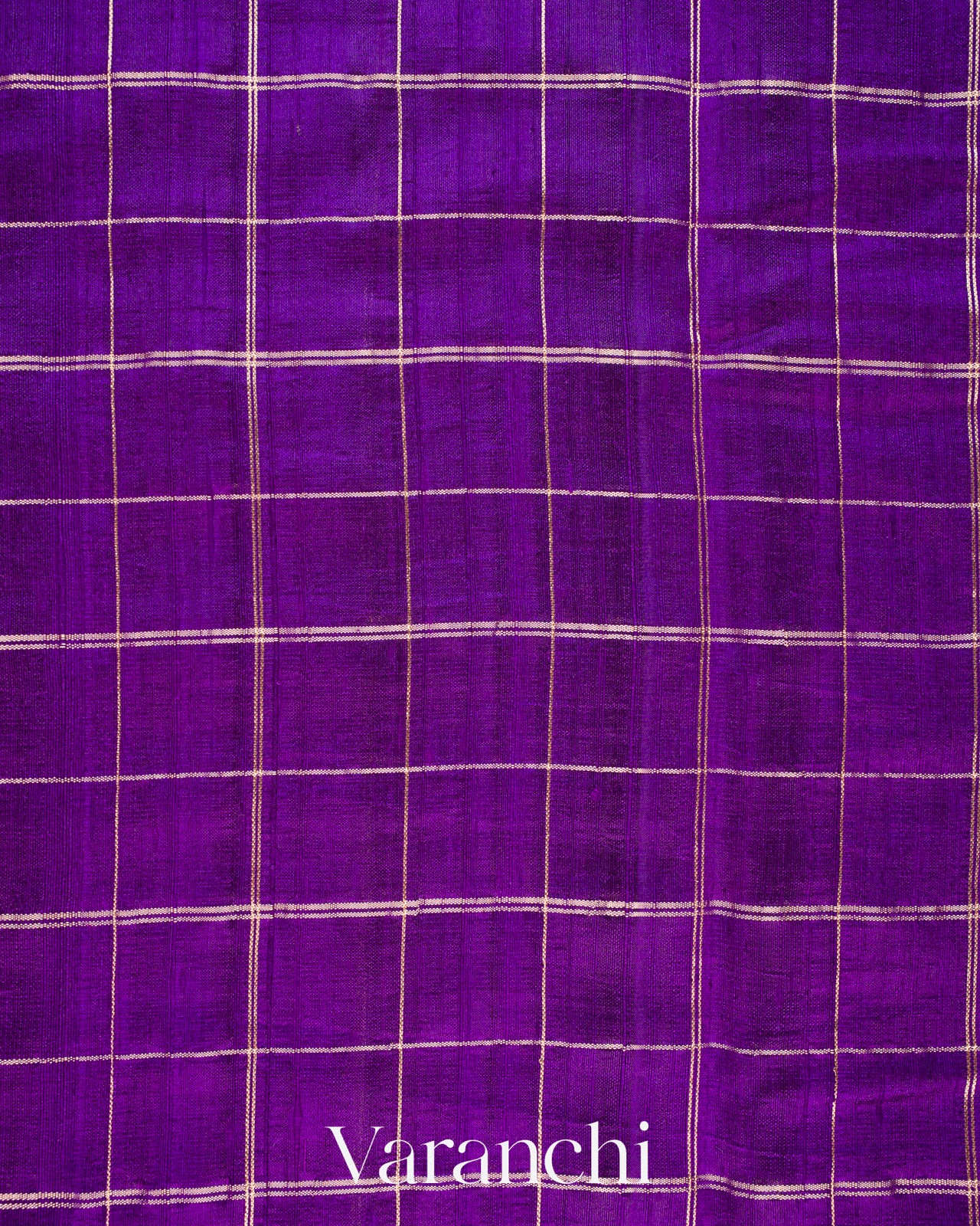 Royal Purple Checkered Pure Raw Silk Handloom Saree
