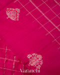 Rani Pink Checkered Pure Raw Silk Handloom Saree