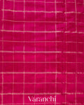 Rani Pink Checkered Pure Raw Silk Handloom Saree