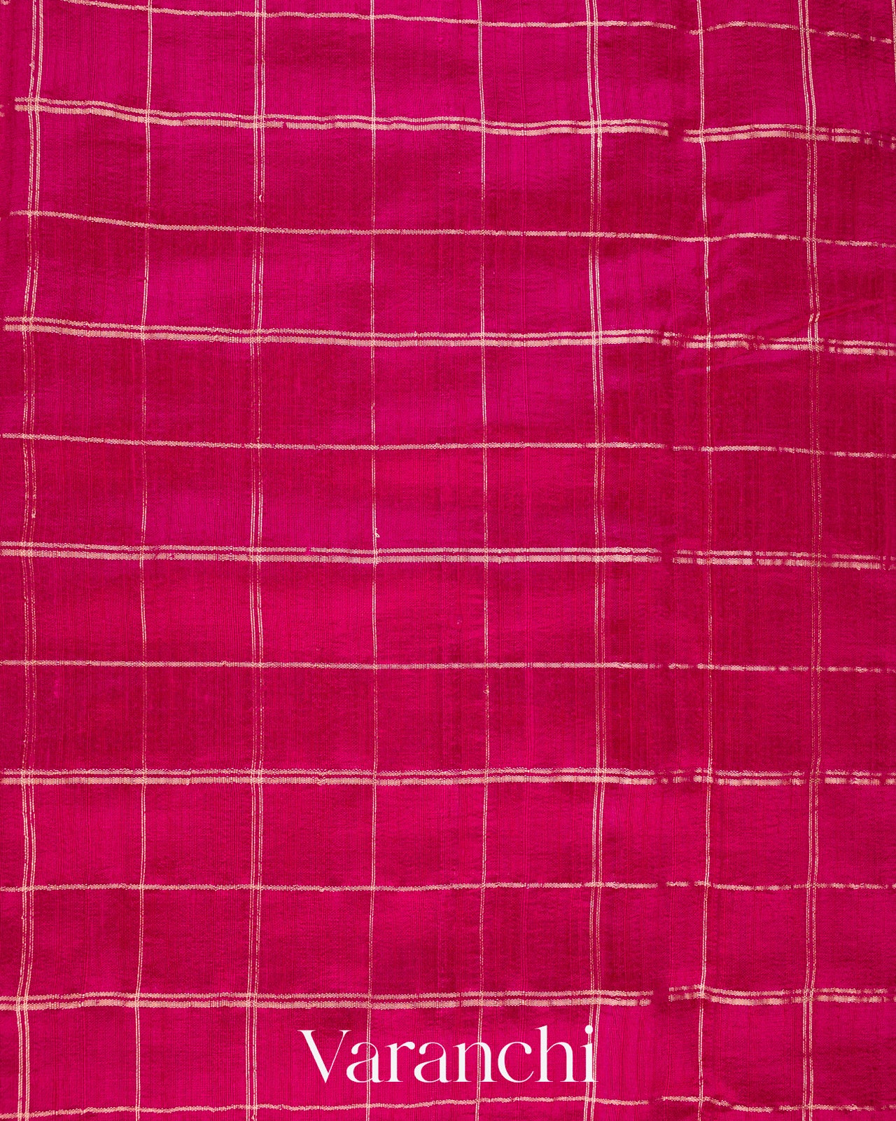 Rani Pink Checkered Pure Raw Silk Handloom Saree